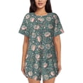 thumbnail image 1 of Kdxio Hedgehogs and Flowers Print Pajamas Sets for Women Short-Sleeved Pjs with Lounge Shorts Two Piece Sleepwear S-4XL, 1 of 8