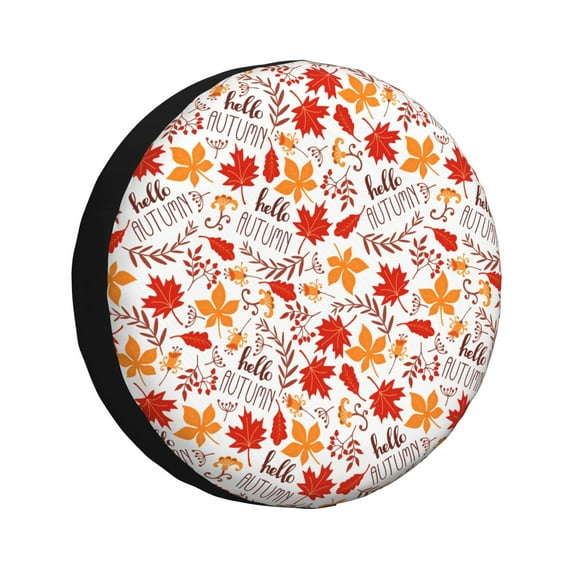 Kdxio Hello Autumn Maple Leaf for Tire Cover Wheel Protectors Tyre Covers Weatherproof Wheel Covers Universal Fit for Trailer Rv SUV Truck Camper Travel Trailers 16 inch