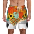 thumbnail image 1 of Kdxio Hello Fall Farm Truck Print Men's Swim Trunks with Compression Liner 7 Inch Inseam Quick Dry Swim Shorts, 1 of 5