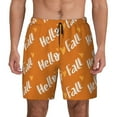 Kdxio Hello Fall Print Men's Swim Trunks with Compression Liner 7 Inch Inseam Quick Dry Swim