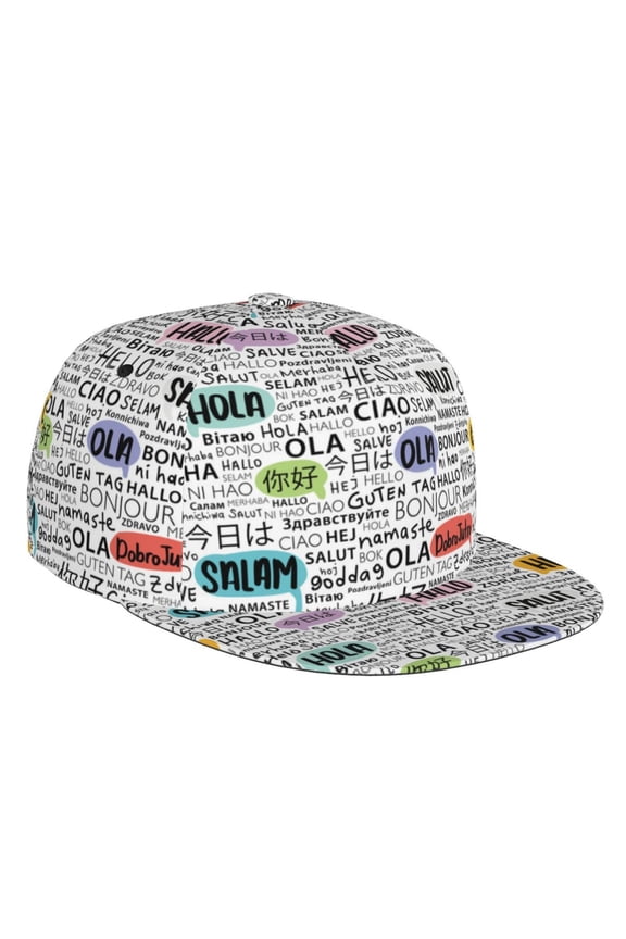Hello Print Snapback Hat for Men Women,Adjustable Baseball Cap