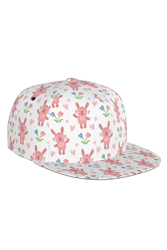 Hello Rabbit Print Snapback Hat for Men Women,Adjustable Baseball Cap