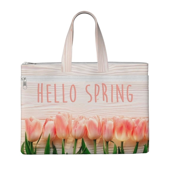 Kdxio Hello Spring File Tote Document Bag Business Briefcase Bag Document Organizer Tote Briefcase for Letter A4 Files Business Teacher Office Bag