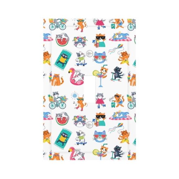 Kdxio Hello Summer Cat Decorator Light Switch or Receptacle Outlet Wall Plate Decorator Wall Plate Child Safe Outlet Cover-Style T