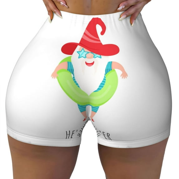 Kdxio Hello Summer Gnome 2 Print Workout Shorts for Women Seamless Soft Smooth Gym Yoga Scrunch Active Shorts