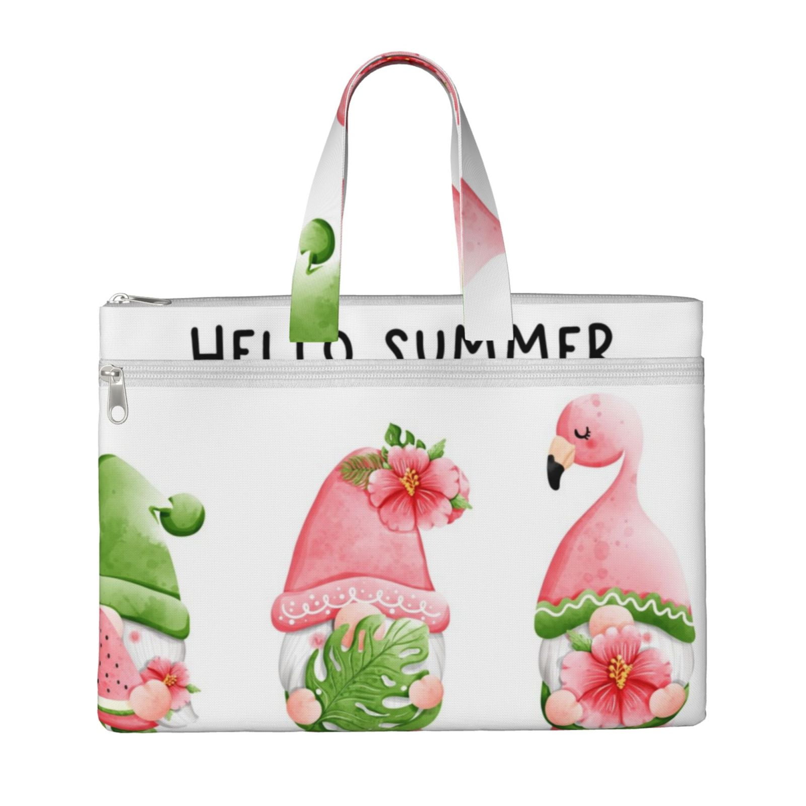 Kdxio Hello Summer Gnome File Tote Document Bag Business Briefcase Bag Document Organizer Tote Briefcase for Letter A4 Files Business Teacher Office Bag