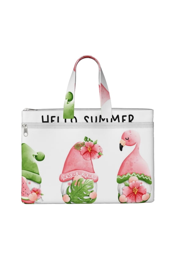 Hello Summer Gnome File Tote Document Bag Business Briefcase Bag Document Organizer Tote Briefcase for Letter A4 Files Business Teacher Office Bag