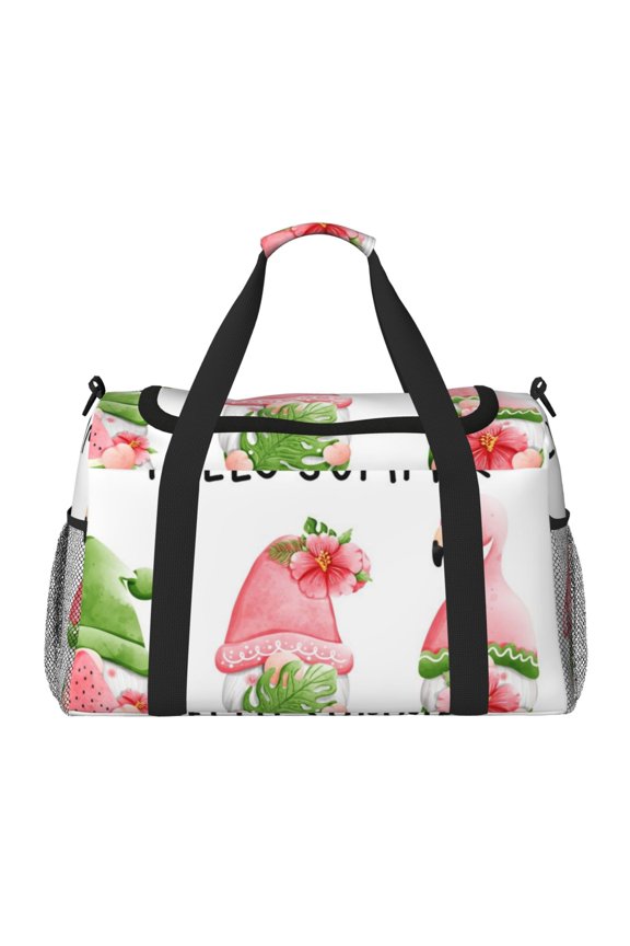 Hello Summer Gnome Travel Duffel Bag Gym Bag Weekender Travel Bag Gym Bag for Women &Men Airplane Travel Essentials for Flying