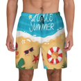 thumbnail image 1 of Kdxio Hello Summer1 Print Men's Swim Trunks with Compression Liner 7 Inch Inseam Quick Dry Swim Shorts, 1 of 5