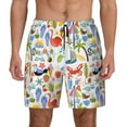 thumbnail image 1 of Kdxio Hello Summer2 Print Men's Swim Trunks with Compression Liner 7 Inch Inseam Quick Dry Swim Shorts, 1 of 5