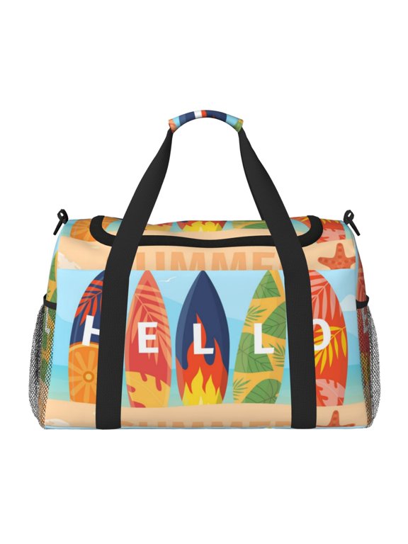 Hello Summer3 Travel Duffel Bag Gym Bag Weekender Travel Bag Gym Bag for Women &Men Airplane Travel Essentials for Flying