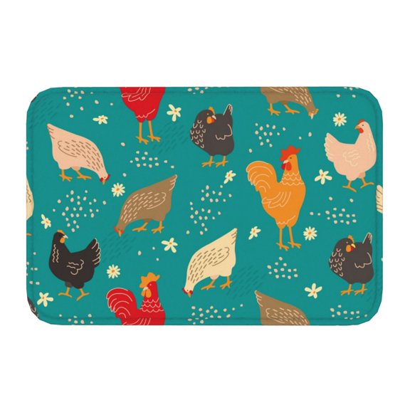 Kdxio Hens And Rooster,16" x 24", Non-Slip Front Door Mats,Outdoor Welcome Mat Washable