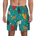 thumbnail image 1 of Kdxio Hens And Rooster Print Men's Swim Trunks with Compression Liner 7 Inch Inseam Quick Dry Swim Shorts, 1 of 5