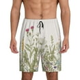 thumbnail image 1 of Kdxio Herbs and Wildflowers Print Mens Sleep Shorts Bottoms Soft Comfy Pajama Wear Pants with Drawstring Pockets, 1 of 7