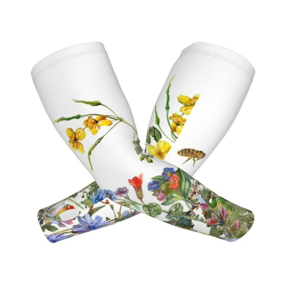 Kdxio Herbs and Wildflowers Print UV Sun Protection Arm Sleeves - Tattoo Cover Up - Basketball Arm Sleeve UPF 50 Cooling for Men Women