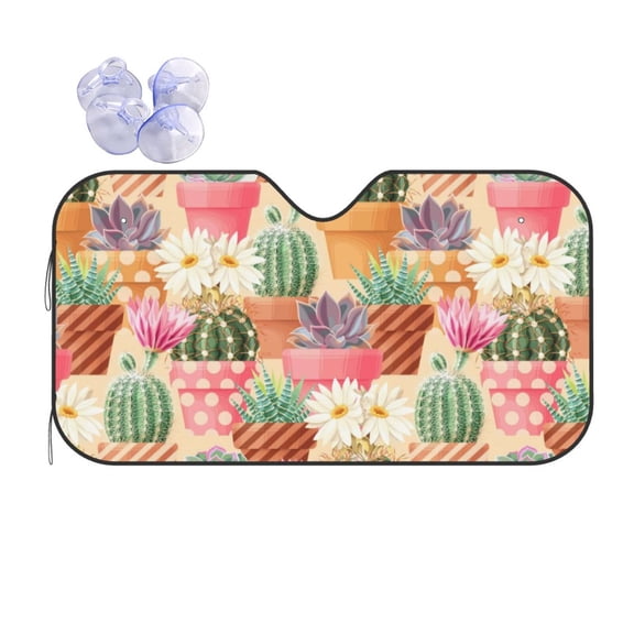 Kdxio High Detail Succulent And Cactus Print Front Windshield Sun Shade,Folding Auto Sunshade for Car Truck SUV-Small