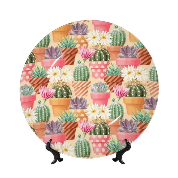 Kdxio High Detail Succulent Bone China Decorative Plate Ceramic Decorative Plate for Home Office Wall Stand Decorative Plates for Home Bedroom-7in