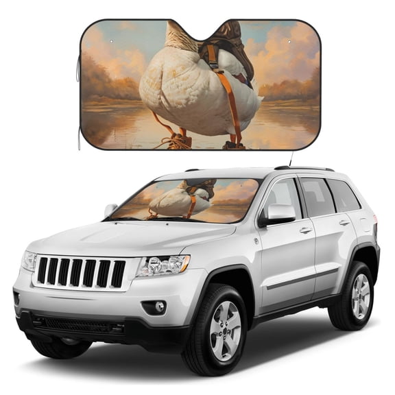 Kdxio Hiking Duck Print Windshield Sun Shade, Foldable Sun Blocker for Car,Truck,SUV Automotive Interior Sun Protection,Reflective Shade for Front Windshield(Medium)