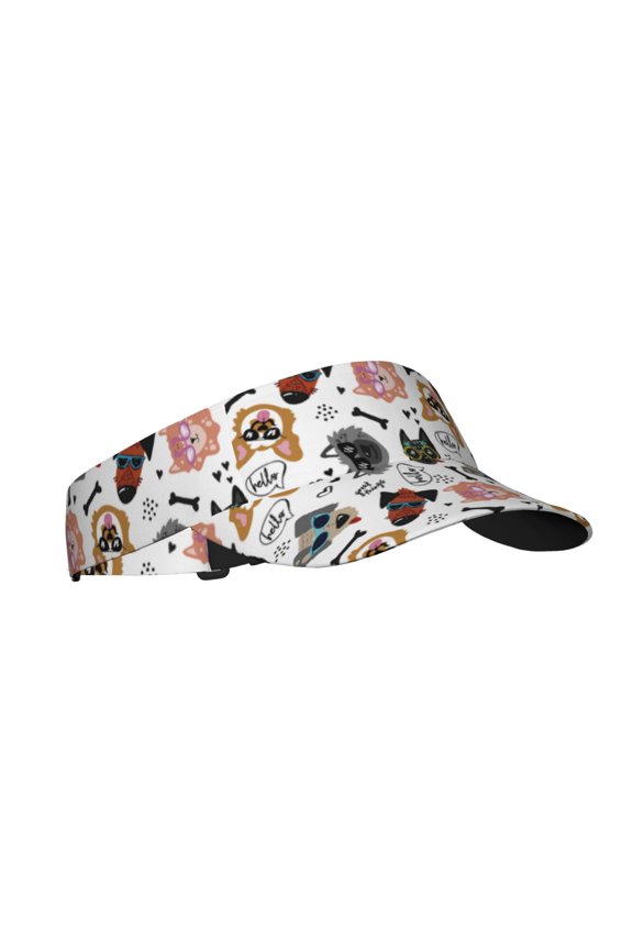 Hip Hop Dog Print Sun Visor Hat Golf Visor Adjustable Velcro Outdoor Sports Cap for Men Women