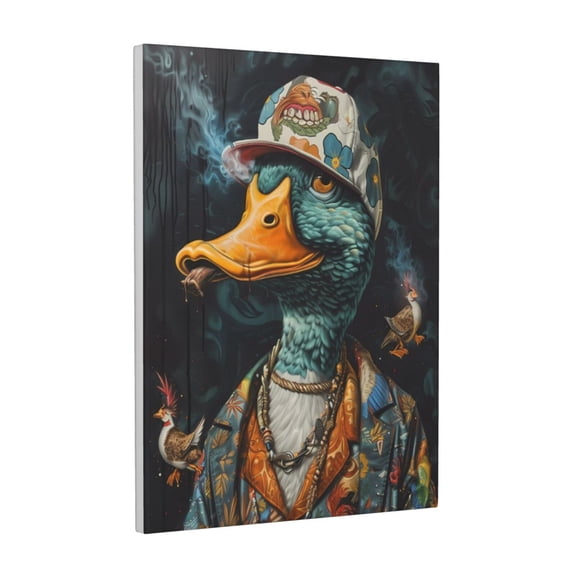 Kdxio Hip-Hop Duck Pattern Canvas Wall Art 12x16 Inches - Waterproof HD Print Solid Wood Frame for Living Room & Bathroom,Vertical