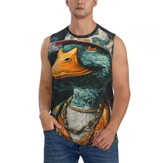 Kdxio Hip-Hop Duck for Men's Muscle T-shirt,Sleeveless for Workout Running Athletic Gym Lounge Casual