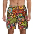 thumbnail image 1 of Kdxio Hippie Peace Love Print Men'S Swim Trunks With Compression Liner 7 Inch Inseam Quick Dry Swim Shorts, 1 of 7