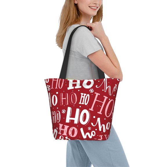 Kdxio Ho Pattern Funny Christmas Women Reusable Grocery Bags Foldable Ripstop,Reusable Shopping Bags for Shopping,Gym,Gift