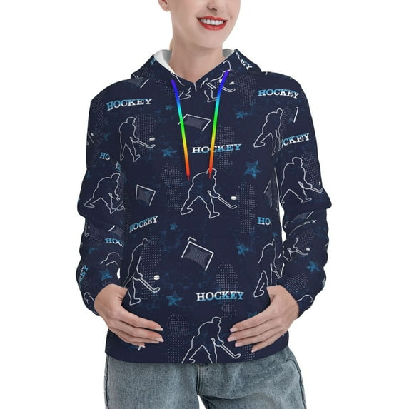 Kdxio Hockey Players Print Womens Oversized Hoodies Sweatshirts Hooded Pullover Tops Sweaters Casual-Medium