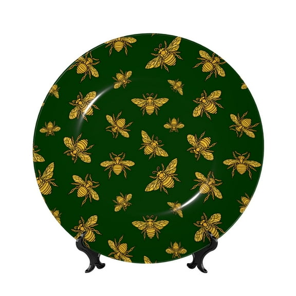 Kdxio Hohey Bee Bone China Decorative Plate Ceramic Decorative Plate for Home Office Wall Stand Decorative Plates for Home Bedroom-7in