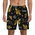 thumbnail image 1 of Kdxio Hohey Bee Golden Embroidery Print Men'S Swim Trunks With Compression Liner 7 Inch Inseam Quick Dry Swim Shorts, 1 of 7