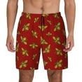 thumbnail image 1 of Kdxio Hohey Bee Golden Print Men'S Swim Trunks With Compression Liner 7 Inch Inseam Quick Dry Swim Shorts, 1 of 7