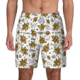 thumbnail image 1 of Kdxio Hohey Bee Golden2 Print Men'S Swim Trunks With Compression Liner 7 Inch Inseam Quick Dry Swim Shorts, 1 of 7