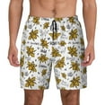 thumbnail image 1 of Kdxio Hohey Bee Golden2 Print Men'S Swim Trunks With Compression Liner 7 Inch Inseam Quick Dry Swim Shorts, 1 of 7