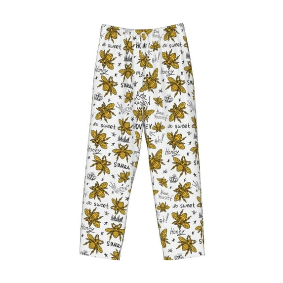 Kdxio Hohey Bee Golden2 Print Men's Sleep Pajama Pant Lounge Pants with Pockets