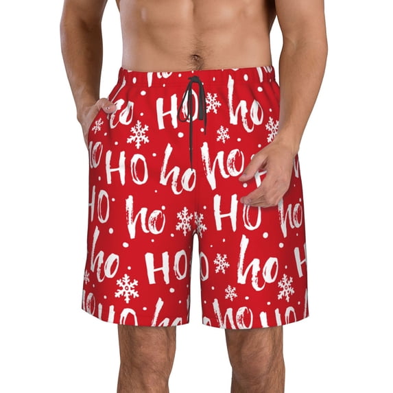 Kdxio Hohoho Pattern Mens Casual Shorts - Drawstring Summer Beach Sports Shorts for Men