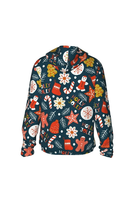 Holiday Christmas Cookies Print Women Men Sun Protection UPF 50+ Jackets Zip Up Long Sleeve Hoodie Hiking Lightweight with Pockets