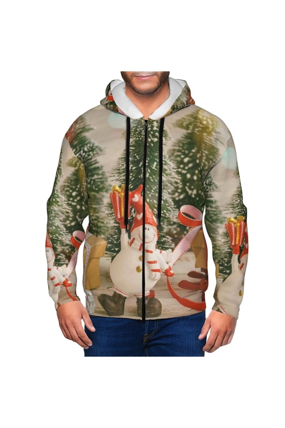 Holiday Christmas Stars Print Men Hoodies Casual Hoodies for Men with Zip Pockets Full Zip Long Sleeve Sweatshirt Sports Hooded Jacket-Medium