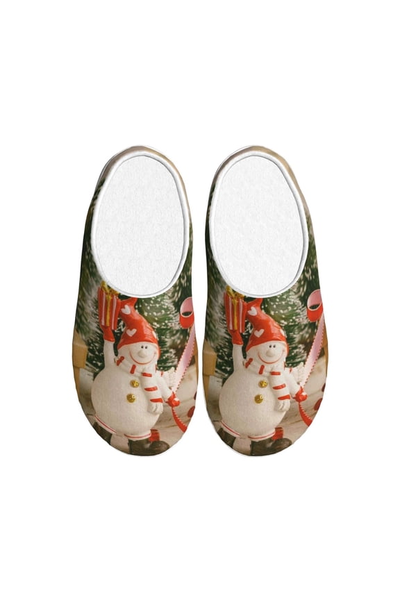 Holiday Christmas Stars Women's Men's Slippers Plush Slip-On House Slipper for Winter Indoor Soft Cushion Non-slip Fluffy Slides Slippers-37/38