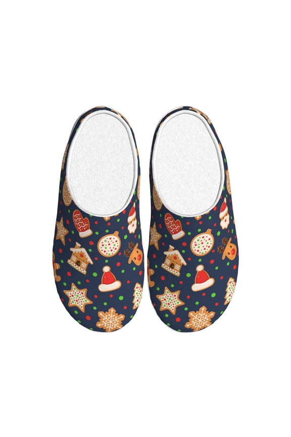 Holiday Gingerbreads Women's Men's Slippers Plush Slip-On House Slipper for Winter Indoor Soft Cushion Non-slip Fluffy Slides Slippers-39/40