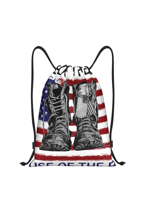 Home Of The Free Because Of The Brave Print Drawstring Backpack Bag,Waterproof Draw String Back Sack, Gym Drawstring Bags Swim Bag For Unisex
