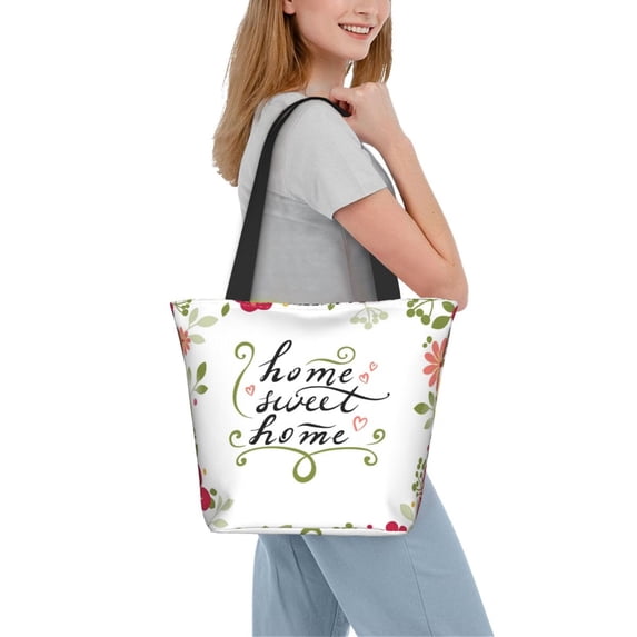 Kdxio Home Sweet Home Floral Women Reusable Grocery Bags Foldable Ripstop,Reusable Shopping Bags for Shopping,Gym,Gift