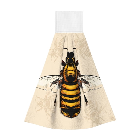 Kdxio Honey Bee Hand Towel with Loop Hanging Towel Absorbent Tie Towels for Kitchen Tea Bar Bathroom Decor