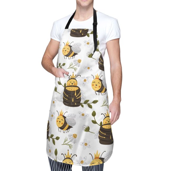 Kdxio Honey Bee Insect Apron with Pockets Adjustable Kitchen Aprons for Men Women Waterproof Aprons for Cooking,Drawing,Crafting, Baking Household Cleaning