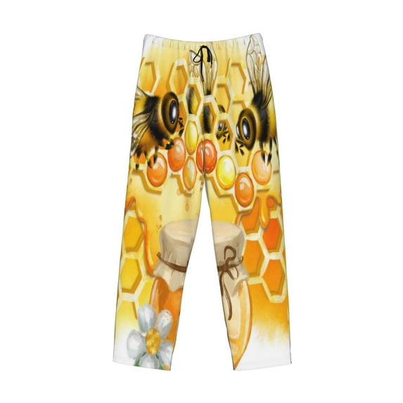 Kdxio Honey Bee Print Men's Sleep Pajama Pant Lounge Pants with Pockets