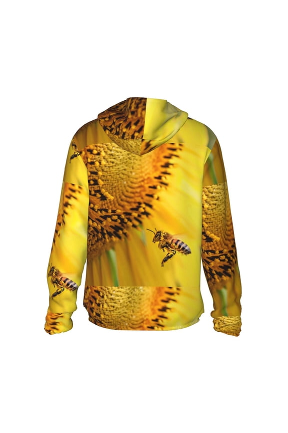 Honey Bee Print Women Men Sun Protection UPF 50+ Jackets Zip Up Long Sleeve Hoodie Hiking Lightweight with Pockets
