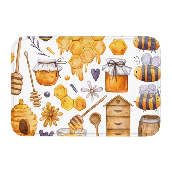 Kdxio Honey Bee Set,16" x 24", Non-Slip Front Door Mats,Outdoor Welcome Mat Washable