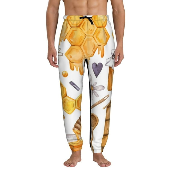 Kdxio Honey Bee Set Pattern Joggers,Sweatpants for Men with Pockets-Large