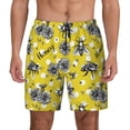 thumbnail image 1 of Kdxio Honeybee Print Men's Swim Trunks with Compression Liner 7 Inch Inseam Quick Dry Swim Shorts, 1 of 7