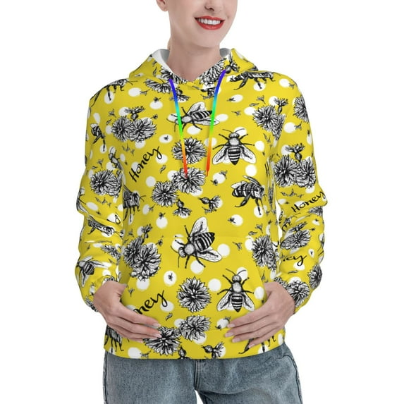Kdxio Honeybee Print Womens Oversized Hoodies Sweatshirts Hooded Pullover Tops Sweaters Casual-Large