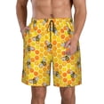 thumbnail image 1 of Kdxio Honeycombs Pattern Mens Casual Shorts - Drawstring Summer Beach Sports Shorts for Men, 1 of 9